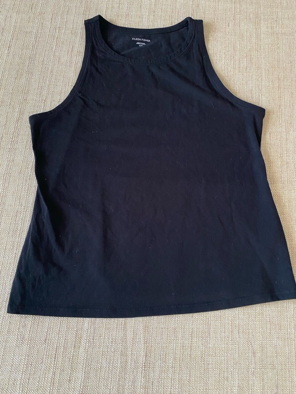 EILEEN FISHER Organic Cotton Stretch Jersey Black Tank Top Size M